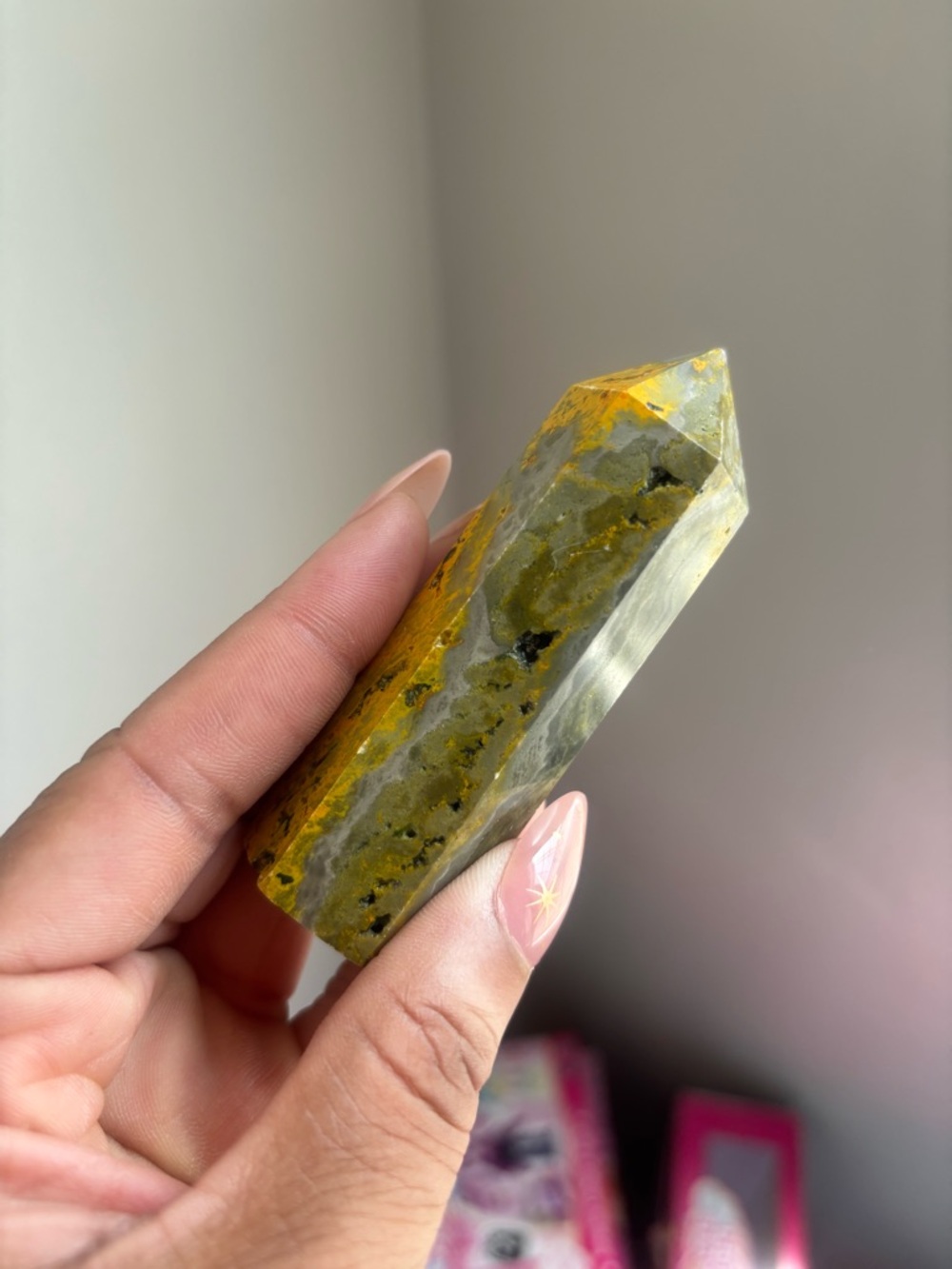 Yellow-Green Polished Crystal Point